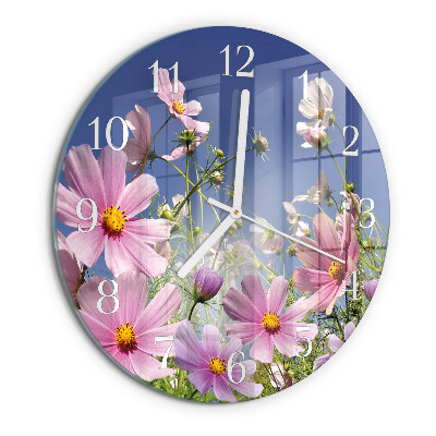 Reloj de pared redondo Flores de cosmos