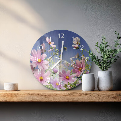 Reloj de pared redondo Flores de cosmos