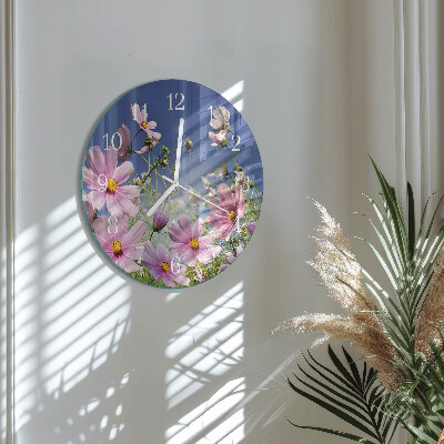 Reloj de pared redondo Flores de cosmos