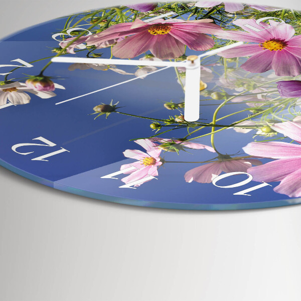 Reloj de pared redondo Flores de cosmos