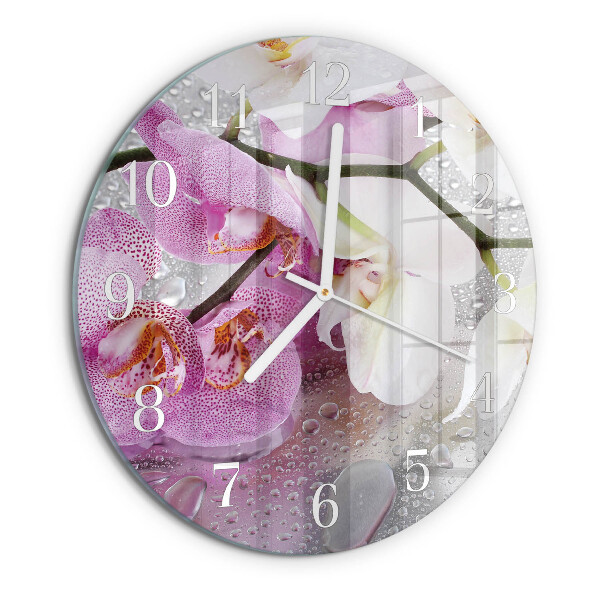 Reloj de pared redondo Orquídea