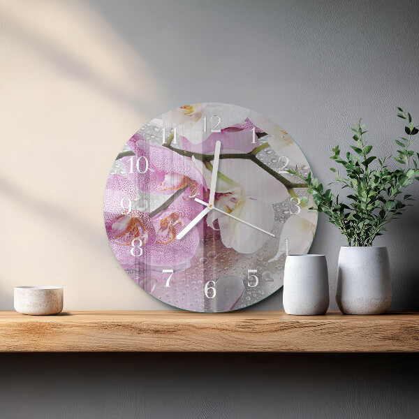 Reloj de pared redondo Orquídea