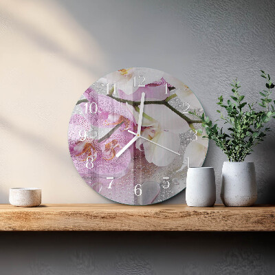 Reloj de pared redondo Orquídea