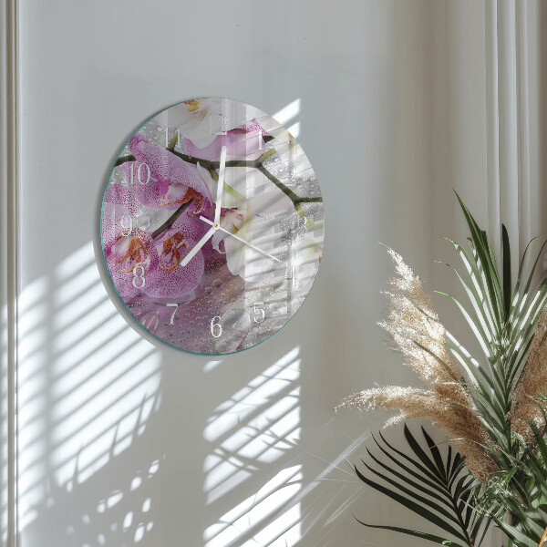 Reloj de pared redondo Orquídea