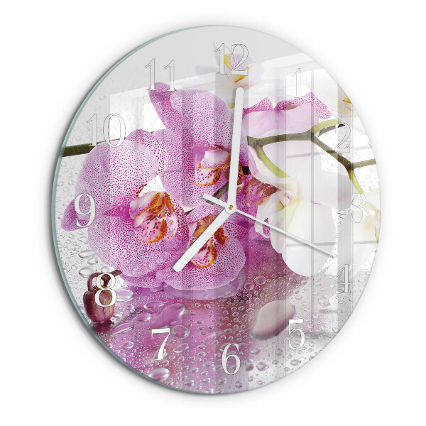 Reloj de pared redondo Orquídea