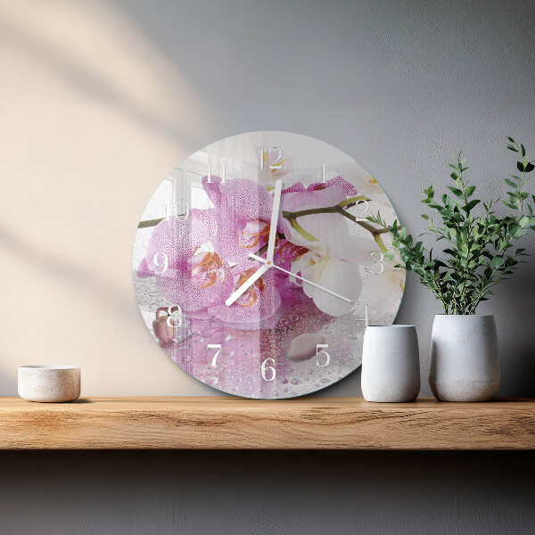 Reloj de pared redondo Orquídea