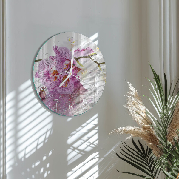 Reloj de pared redondo Orquídea