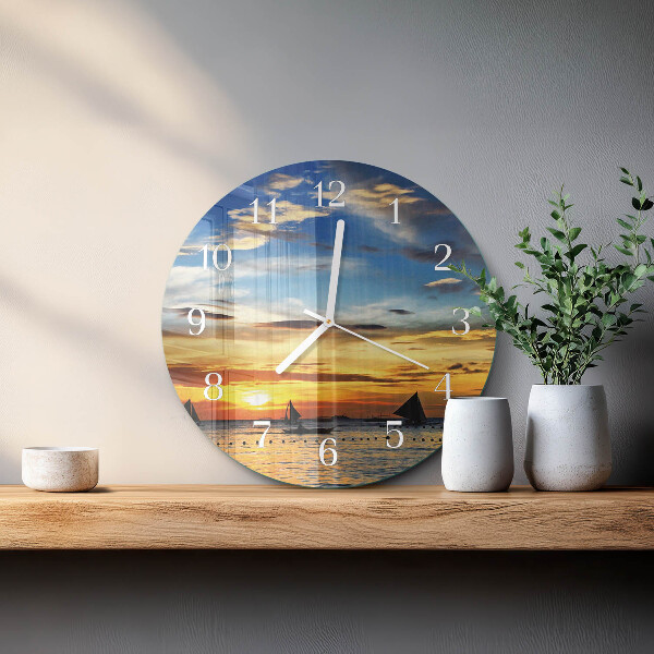 Reloj de pared redondo Atardecer