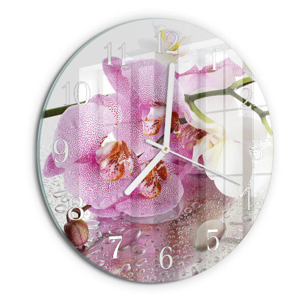 Reloj de pared redondo Orquídea