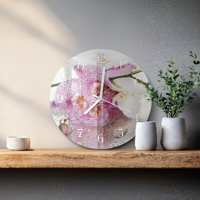 Reloj de pared redondo Orquídea