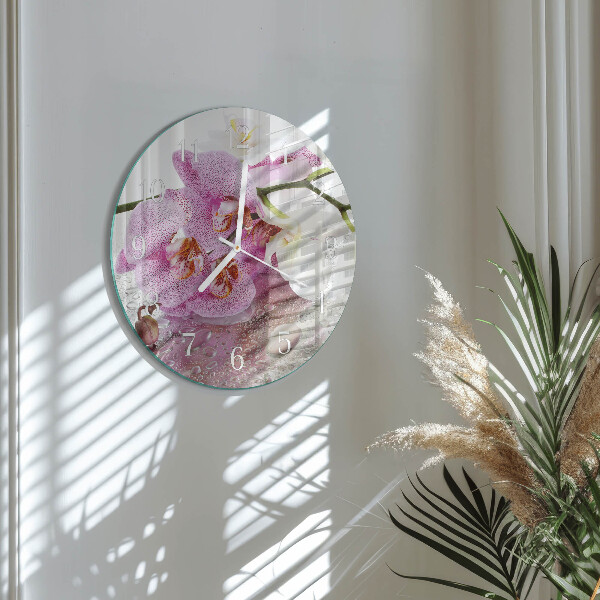 Reloj de pared redondo Orquídea