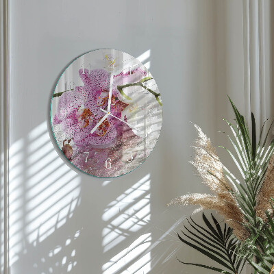 Reloj de pared redondo Orquídea