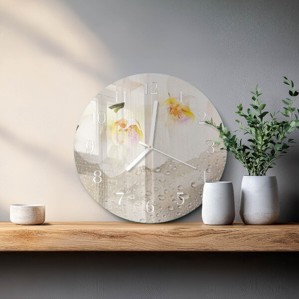 Reloj de pared redondo Orquídea