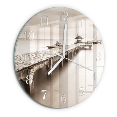 Reloj de pared redondo Puente de madera