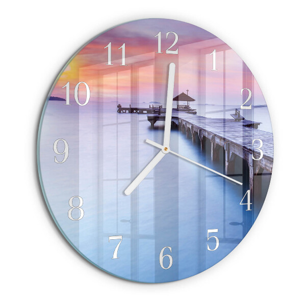 Reloj de pared redondo Puente de madera