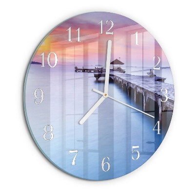 Reloj de pared redondo Puente de madera