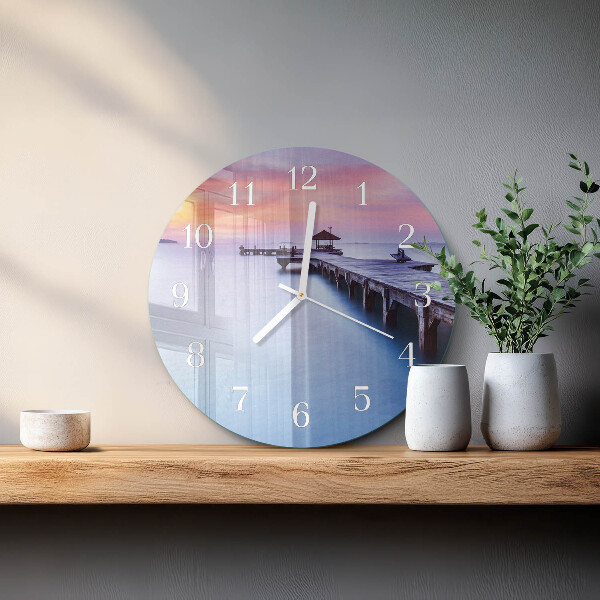 Reloj de pared redondo Puente de madera
