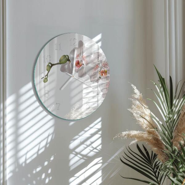 Reloj de pared redondo Orquídea
