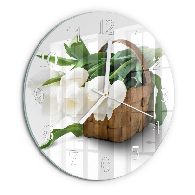 Reloj de pared redondo Cesta de tulipanes