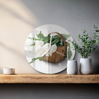 Reloj de pared redondo Cesta de tulipanes