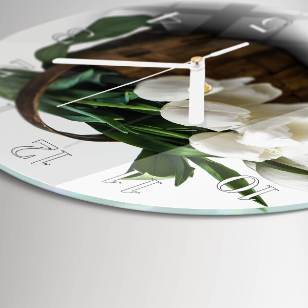 Reloj de pared redondo Cesta de tulipanes