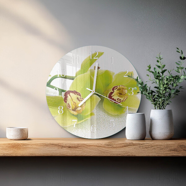 Reloj de pared redondo Orquídea
