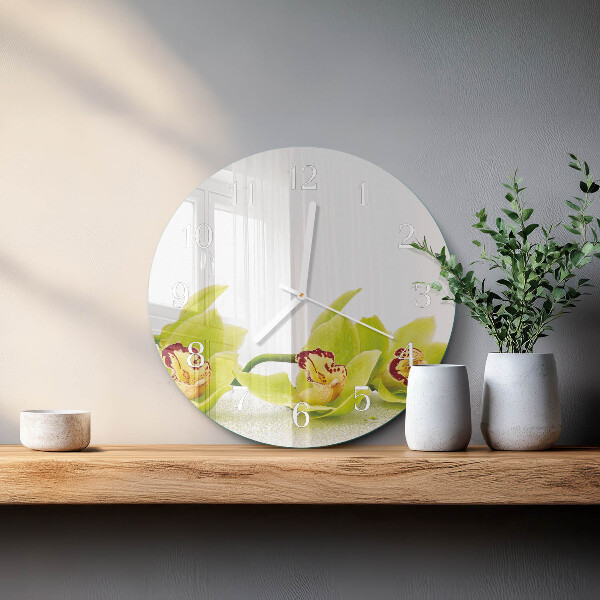 Reloj de pared redondo Orquídea