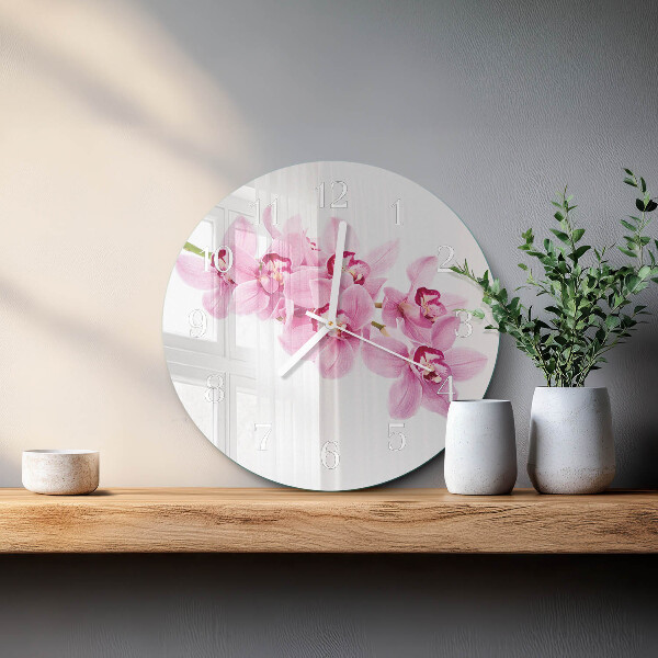 Reloj de pared redondo Orquídea