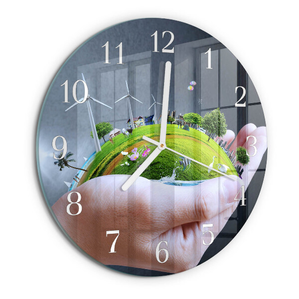 Reloj de pared redondo Tierra de Mano