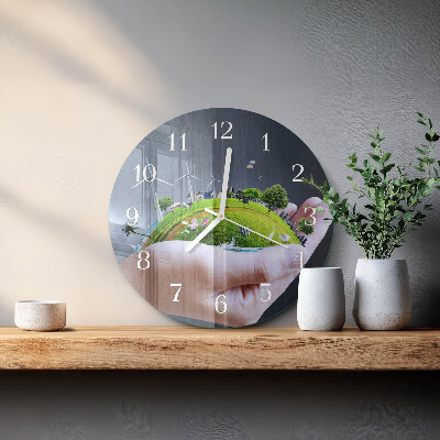Reloj de pared redondo Tierra de Mano