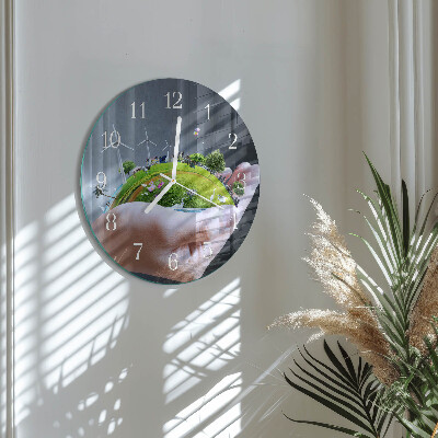 Reloj de pared redondo Tierra de Mano