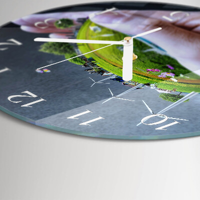 Reloj de pared redondo Tierra de Mano