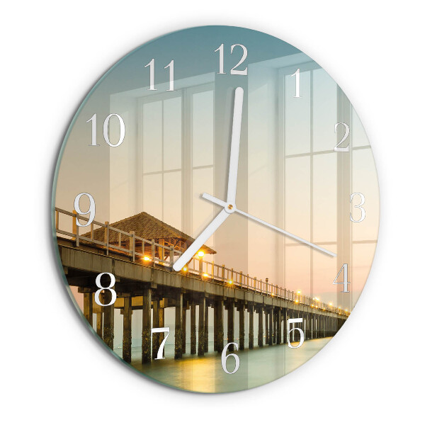 Reloj de pared redondo Pasarela de madera