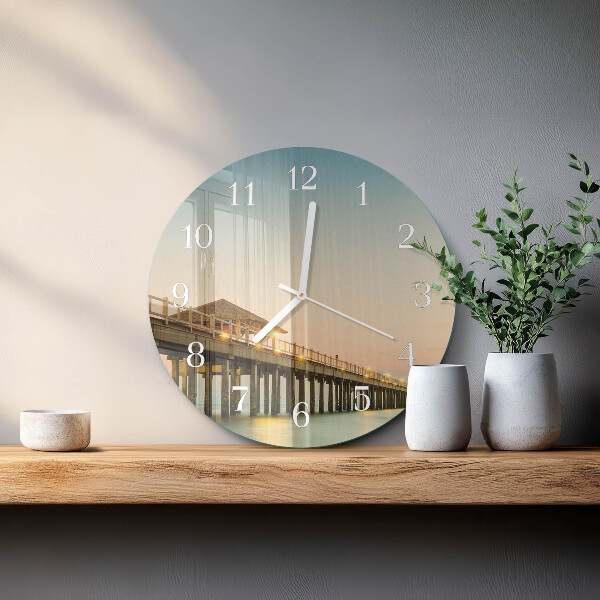 Reloj de pared redondo Pasarela de madera