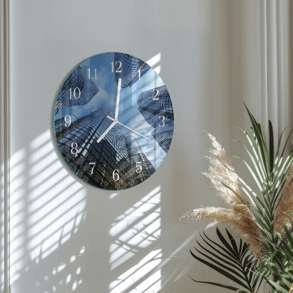 Reloj de pared redondo Edificios de cristal