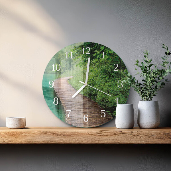 Reloj de pared redondo Pasarela de madera