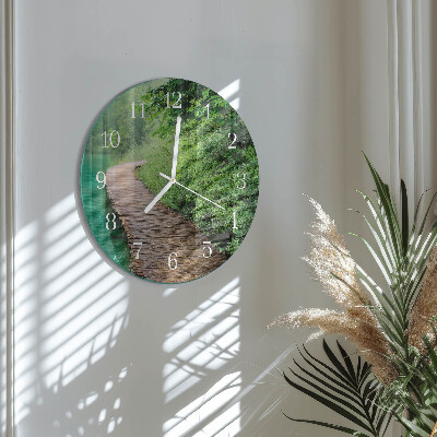 Reloj de pared redondo Pasarela de madera