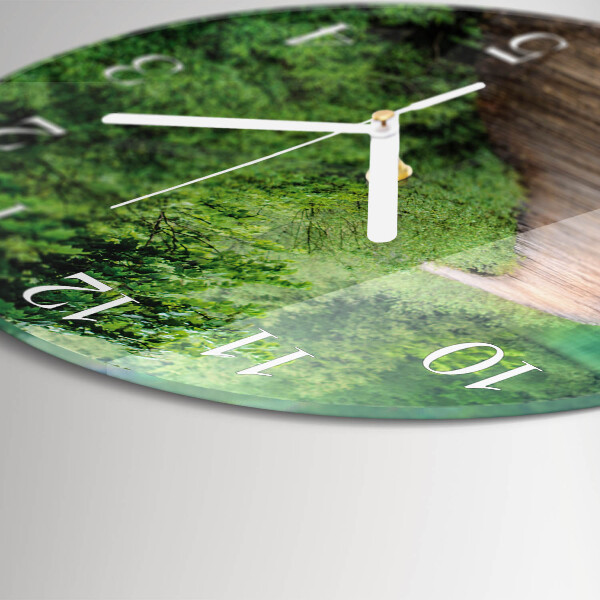 Reloj de pared redondo Pasarela de madera