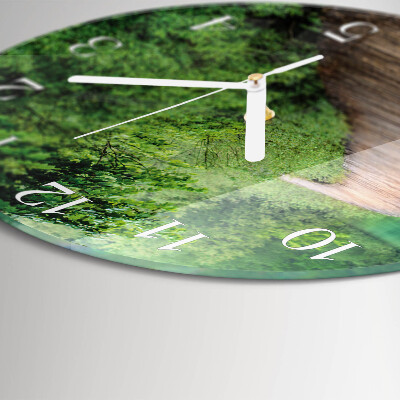 Reloj de pared redondo Pasarela de madera