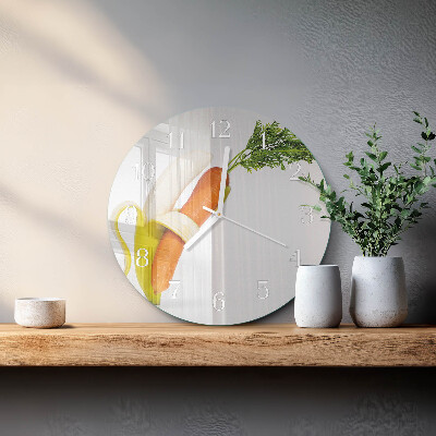 Reloj de pared redondo Zanahorias y plátanos