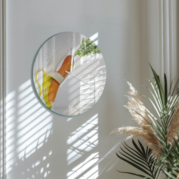 Reloj de pared redondo Zanahorias y plátanos