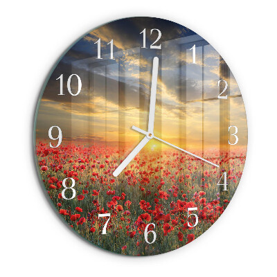 Reloj de pared redondo Campo de amapolas