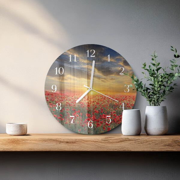 Reloj de pared redondo Campo de amapolas