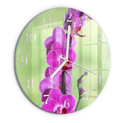Reloj de pared redondo Orquídea