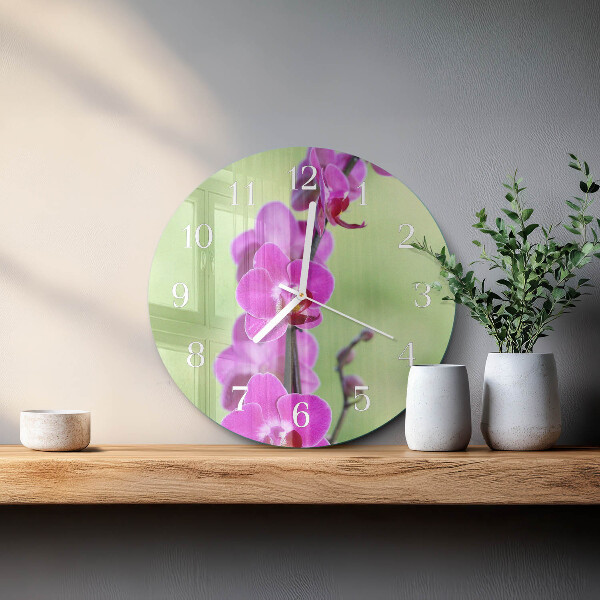 Reloj de pared redondo Orquídea