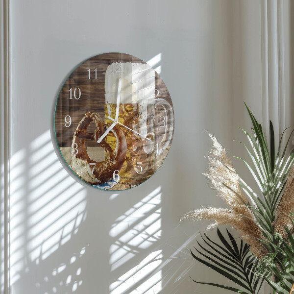 Reloj de pared redondo Pretzel de cerveza