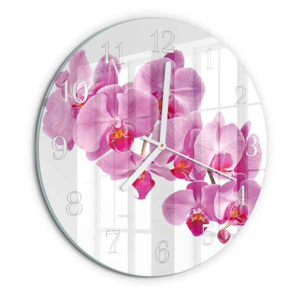 Reloj de pared redondo Orquídea