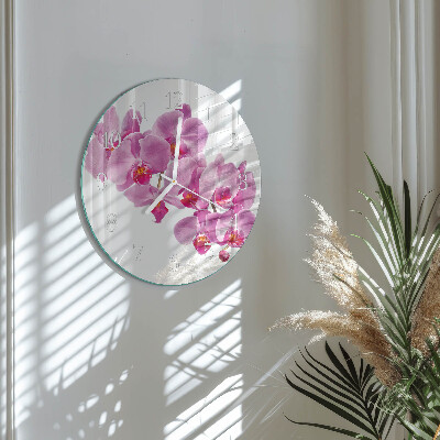 Reloj de pared redondo Orquídea