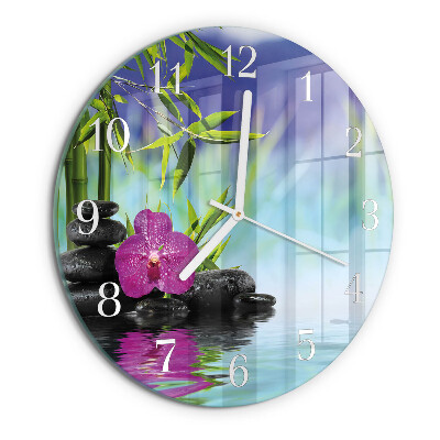 Reloj de pared redondo Orquídea de spa