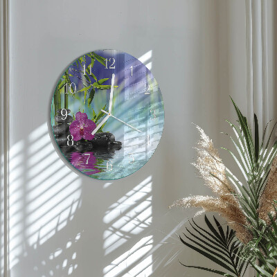 Reloj de pared redondo Orquídea de spa